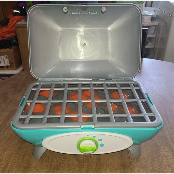 Pretend Toy Barbecue Grill Makes 2 Cooking Sounds 13½ x 10 x 7 Blue Gray - Picture 1 of 9